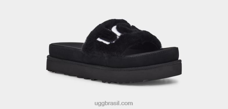 preto 4VTTD829 UGG mulheres slide de pele latina