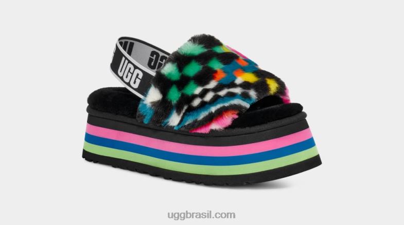 preto multi 4VTTD58 UGG mulheres slide de cheques de discoteca