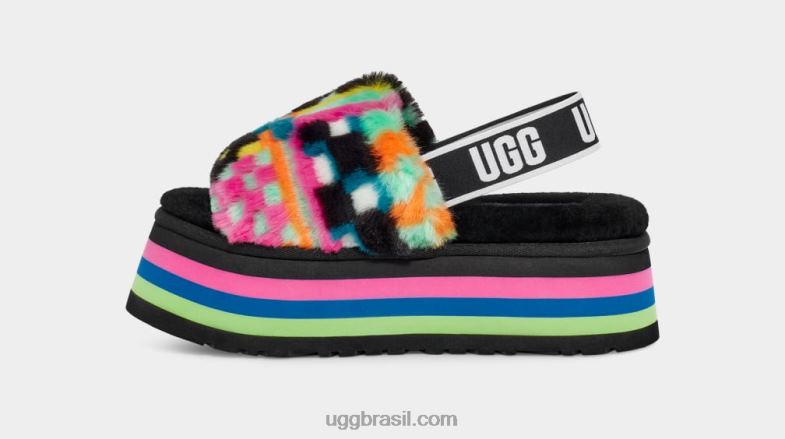 preto multi 4VTTD58 UGG mulheres slide de cheques de discoteca
