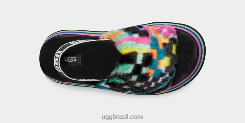 preto multi 4VTTD58 UGG mulheres slide de cheques de discoteca