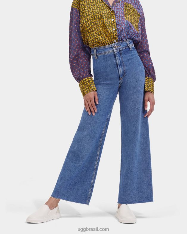 Branco brilhante 4VTTD569 UGG mulheres deslizamento alameda