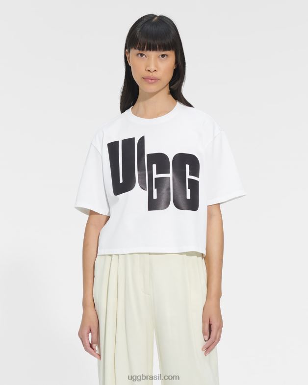 Branco preto 4VTTD2288 UGG mulheres camiseta com logo fionna