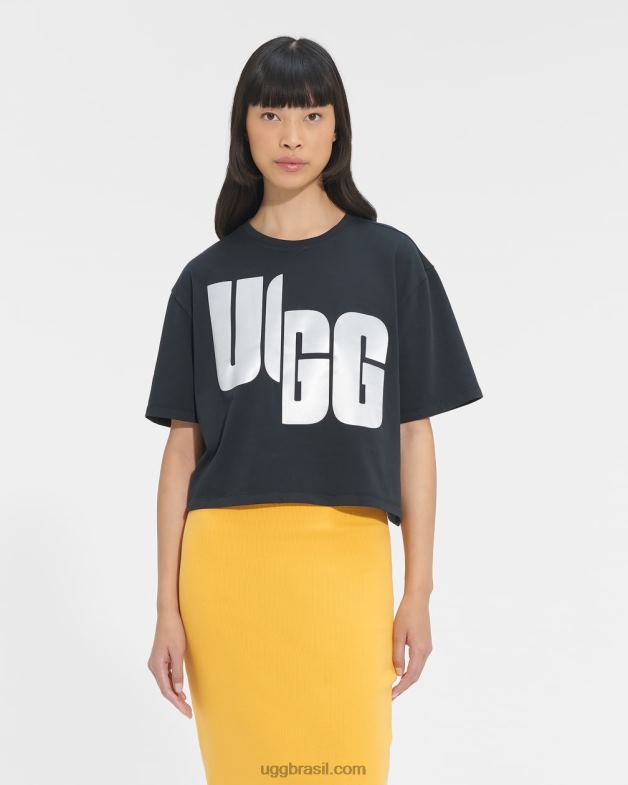 Preto branco 4VTTD1322 UGG mulheres camiseta com logo fionna