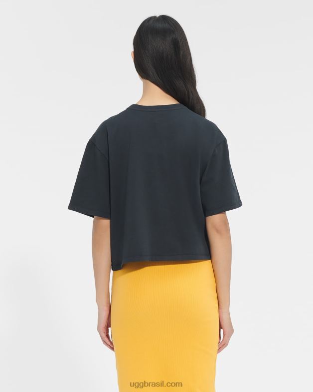 Preto branco 4VTTD1322 UGG mulheres camiseta com logo fionna