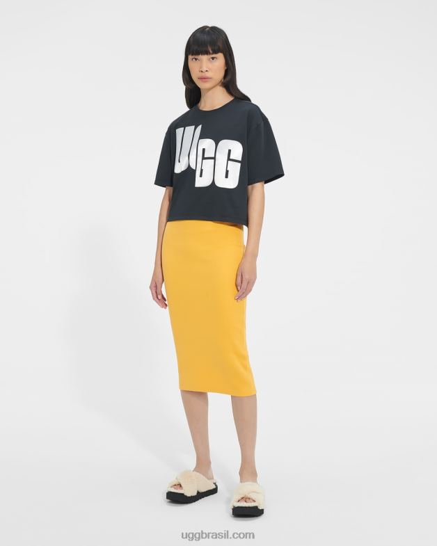 Preto branco 4VTTD1322 UGG mulheres camiseta com logo fionna