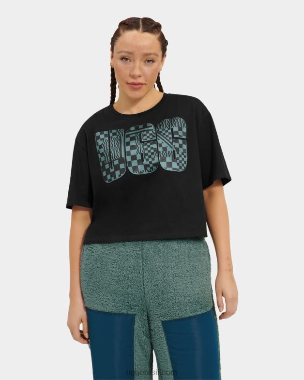 alcatrão 4VTTD1083 UGG mulheres camiseta com logo cropped thahlia