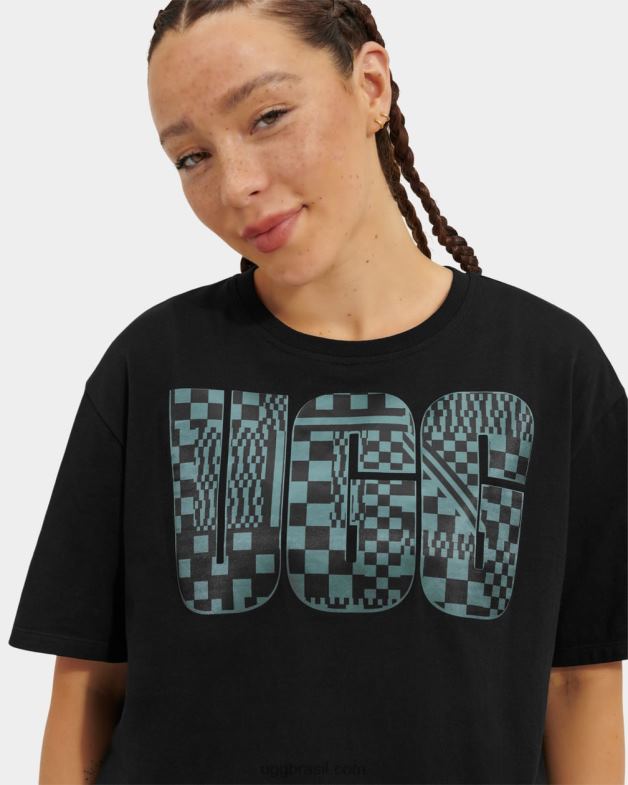 alcatrão 4VTTD1083 UGG mulheres camiseta com logo cropped thahlia