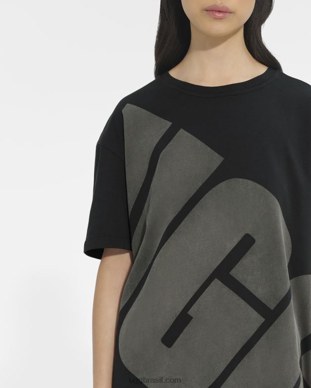 preto/carvão 4VTTD1321 UGG mulheres camiseta logo jacqueline