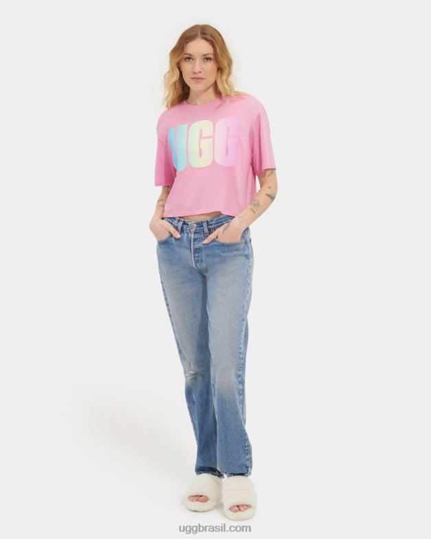 sonhar Acordado 4VTTD1255 UGG mulheres camiseta com logo cropped Pattie