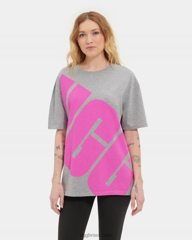 urze cinza/rosa caramelo 4VTTD2264 UGG mulheres camiseta logo jacqueline