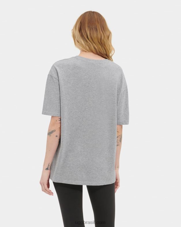 urze cinza/rosa caramelo 4VTTD2264 UGG mulheres camiseta logo jacqueline