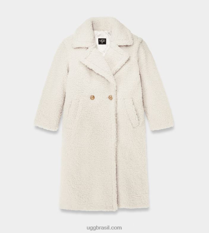 branco de inverno 4VTTD2074 UGG mulheres casaco longo de pelúcia gertrude