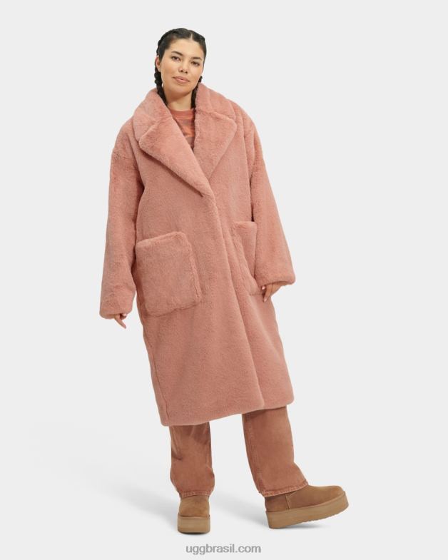coral queimado 4VTTD1271 UGG mulheres casaco de pele falsa avaline
