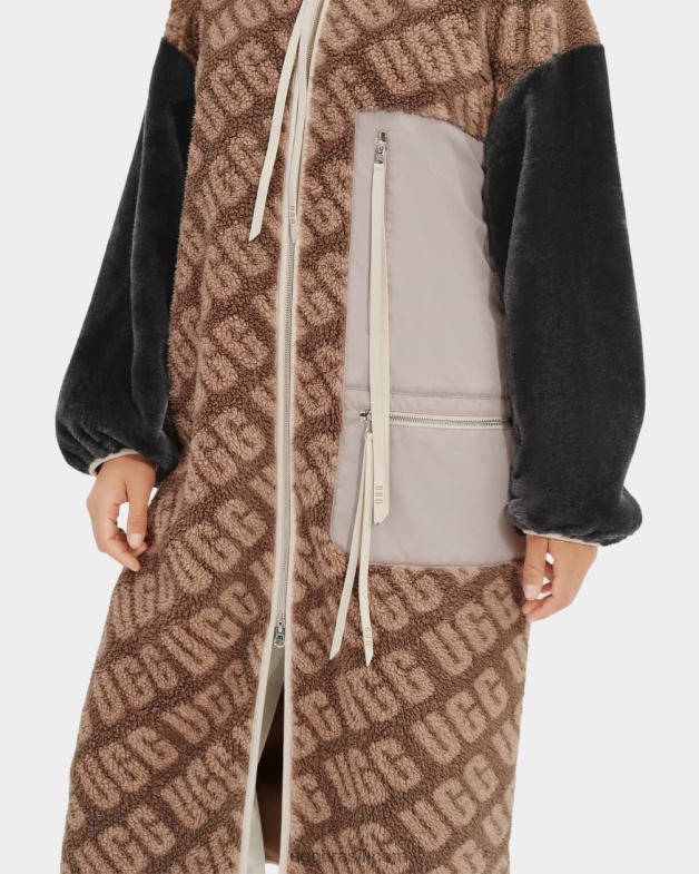 logotipo da tartaruga 4VTTD1337 UGG mulheres casaco longo marlene sherpa