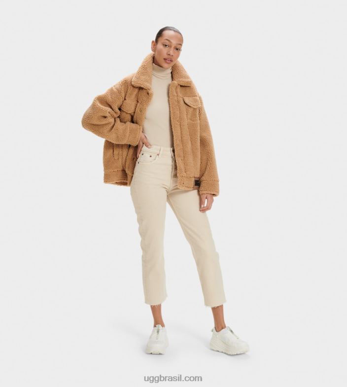 camelo 4VTTD989 UGG mulheres jaqueta trucker frankie sherpa