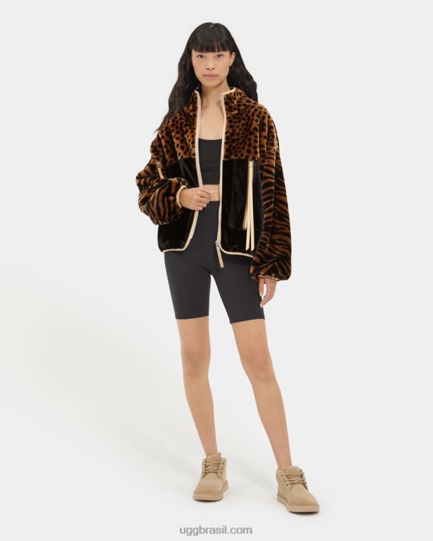 caramelo 4VTTD1296 UGG mulheres marlene jaqueta sherpa animalia