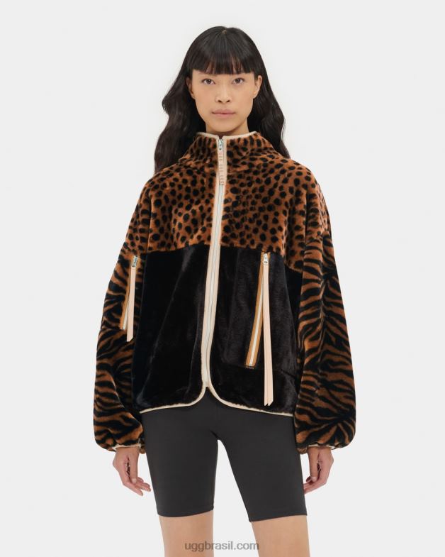 caramelo 4VTTD1296 UGG mulheres marlene jaqueta sherpa animalia