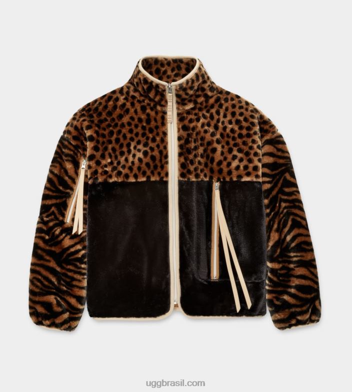caramelo 4VTTD1296 UGG mulheres marlene jaqueta sherpa animalia