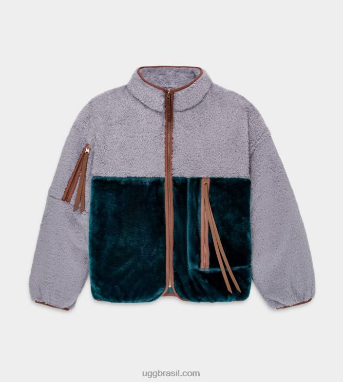 cinza nublado/azul marinho 4VTTD2284 UGG mulheres jaqueta sherpa marlene ii