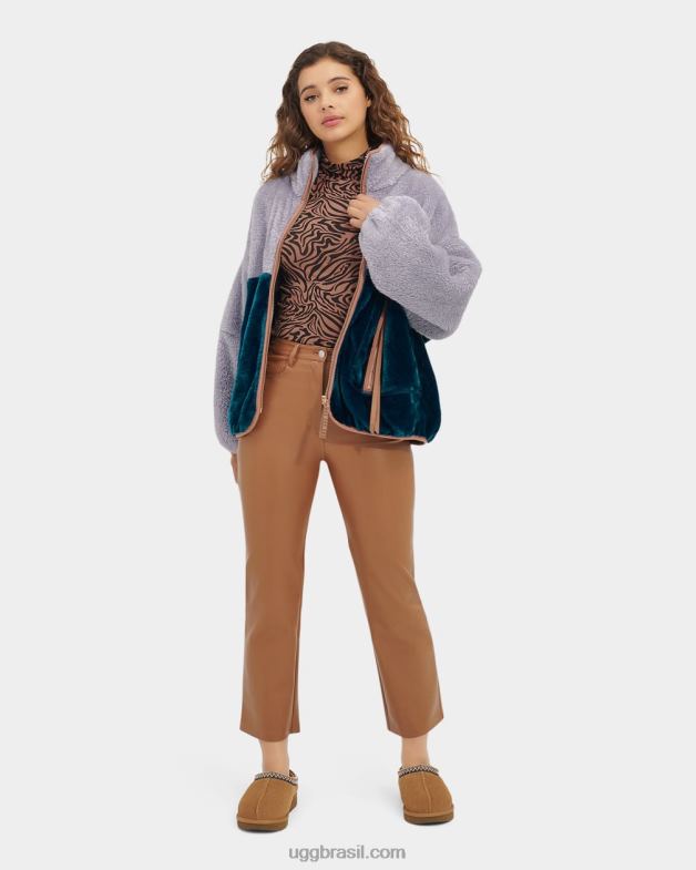 cinza nublado/azul marinho 4VTTD2284 UGG mulheres jaqueta sherpa marlene ii