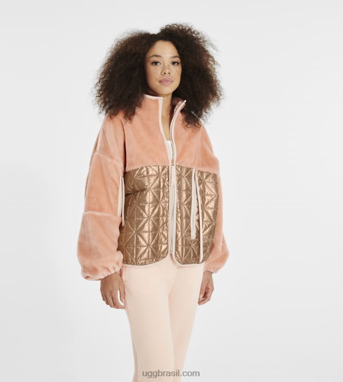 crepúsculo rosa/ouro rosa 4VTTD1372 UGG mulheres marlene jaqueta acolchoada metalizada