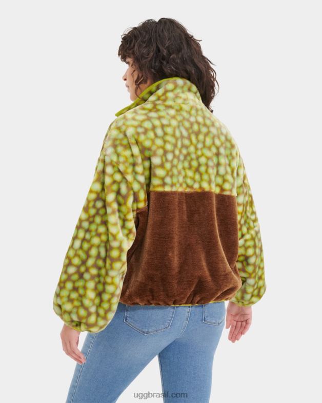 edamame manchado 4VTTD105 UGG mulheres jaqueta de pele fake com estampa marlene