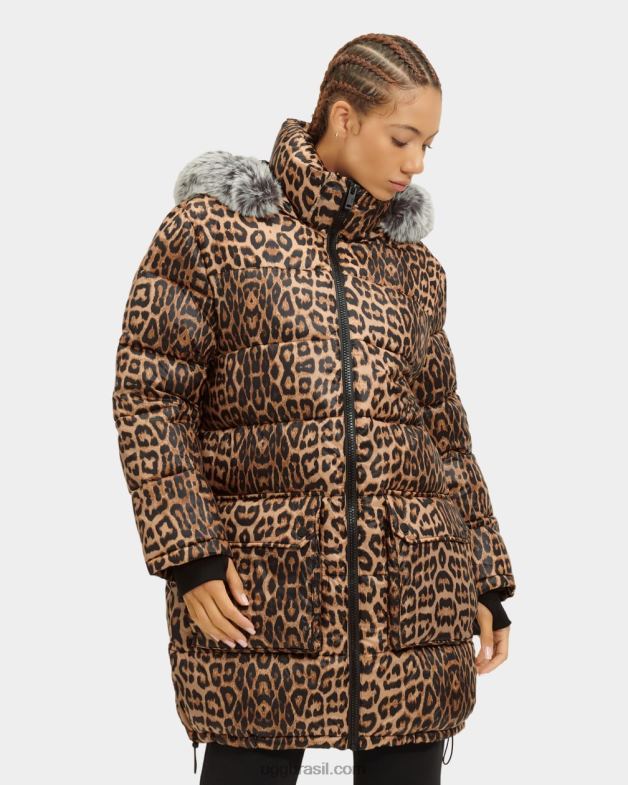 leopardo 4VTTD1178 UGG mulheres ozzy jaqueta de comprimento médio