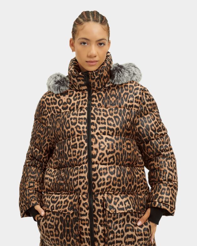 leopardo 4VTTD1178 UGG mulheres ozzy jaqueta de comprimento médio