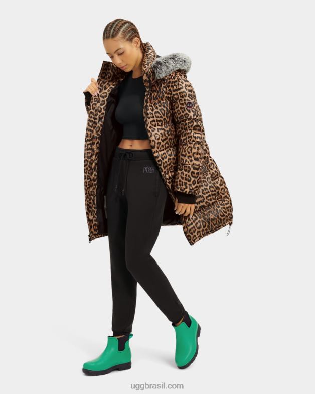 leopardo 4VTTD1178 UGG mulheres ozzy jaqueta de comprimento médio