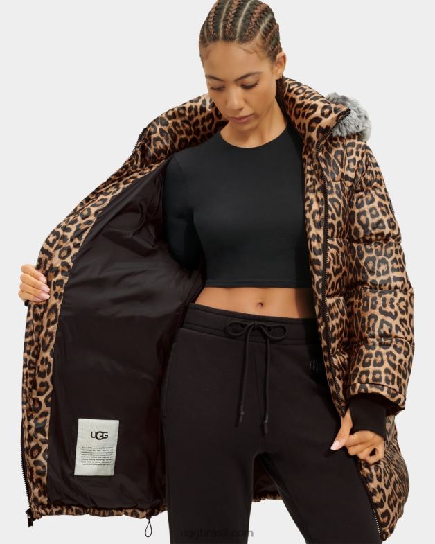leopardo 4VTTD1178 UGG mulheres ozzy jaqueta de comprimento médio