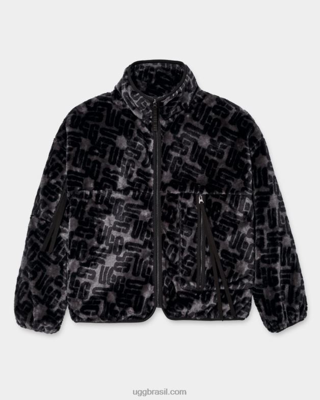 monograma gráfico preto 4VTTD152 UGG mulheres marlene jaqueta sherpa monograma