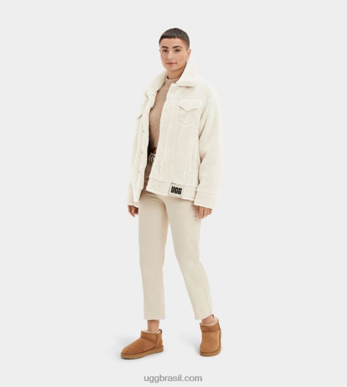 natural 4VTTD1160 UGG mulheres jaqueta trucker frankie sherpa