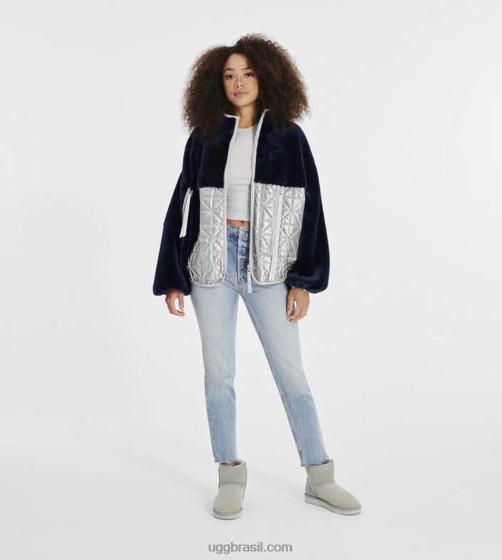 ônix/prata 4VTTD1371 UGG mulheres marlene jaqueta acolchoada metalizada