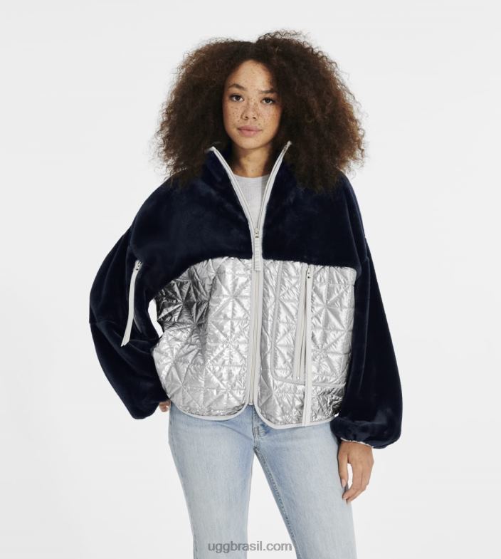 ônix/prata 4VTTD1371 UGG mulheres marlene jaqueta acolchoada metalizada
