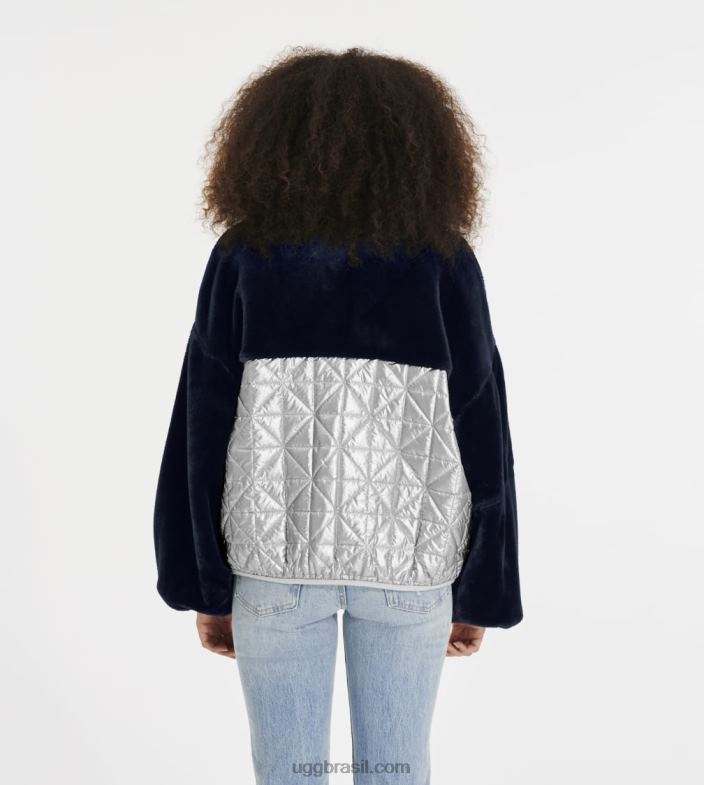 ônix/prata 4VTTD1371 UGG mulheres marlene jaqueta acolchoada metalizada