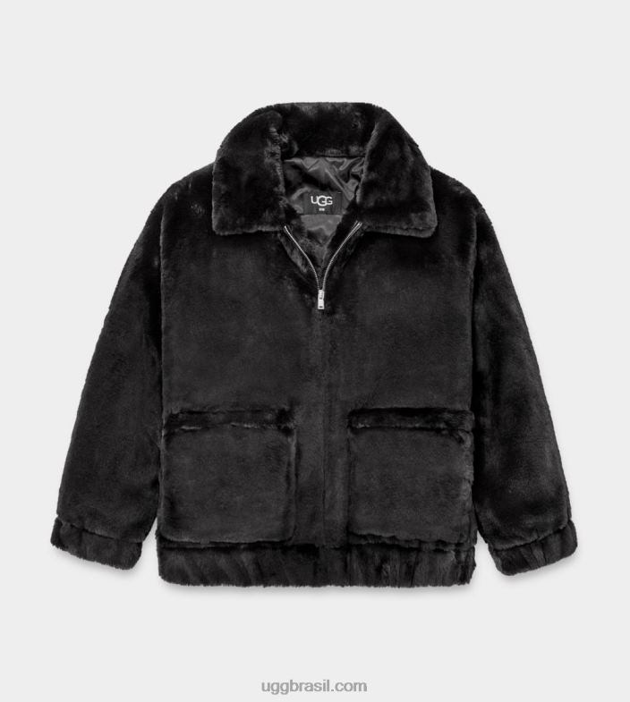preto 4VTTD1165 UGG mulheres kianna jaqueta de pele falsa