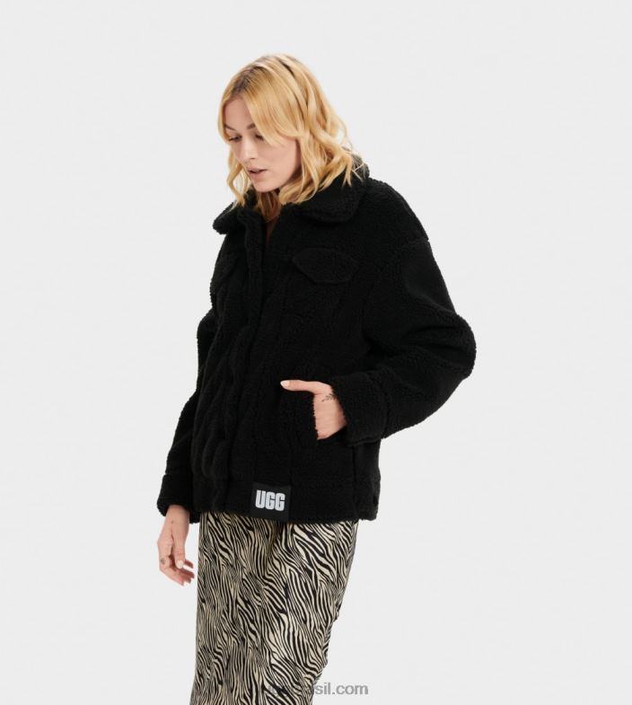 preto 4VTTD991 UGG mulheres jaqueta trucker frankie sherpa
