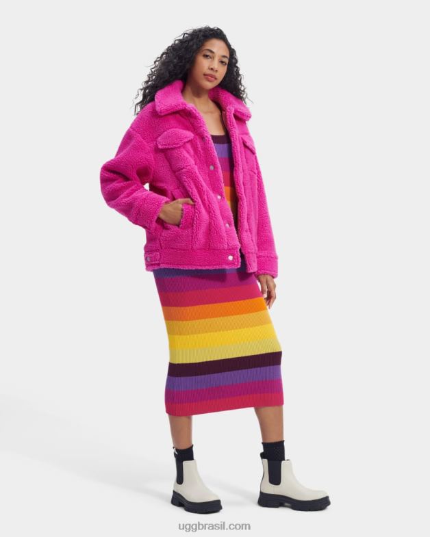 solferino rosa 4VTTD990 UGG mulheres jaqueta trucker frankie sherpa