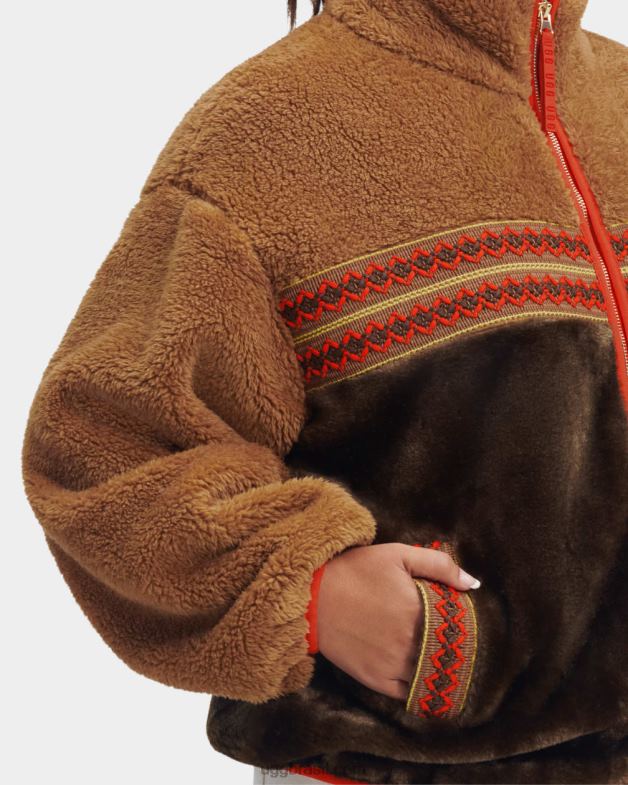 trança de herança castanha 4VTTD2167 UGG mulheres jaqueta sherpa marlene trança tradicional