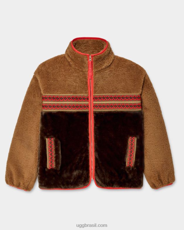 trança de herança castanha 4VTTD2167 UGG mulheres jaqueta sherpa marlene trança tradicional