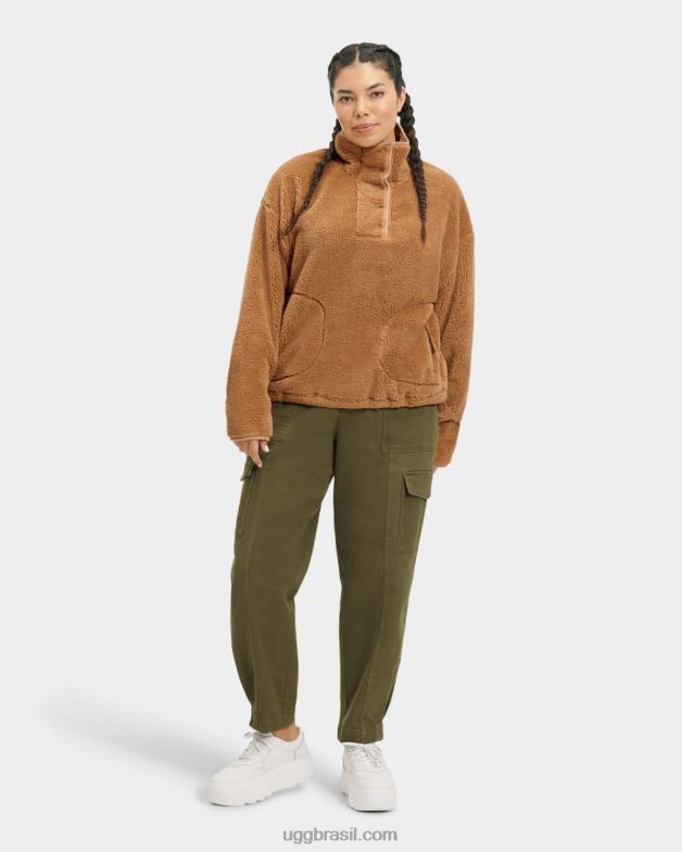Pardo 4VTTD2199 UGG mulheres pulôver de meia pressão atwell sherpa