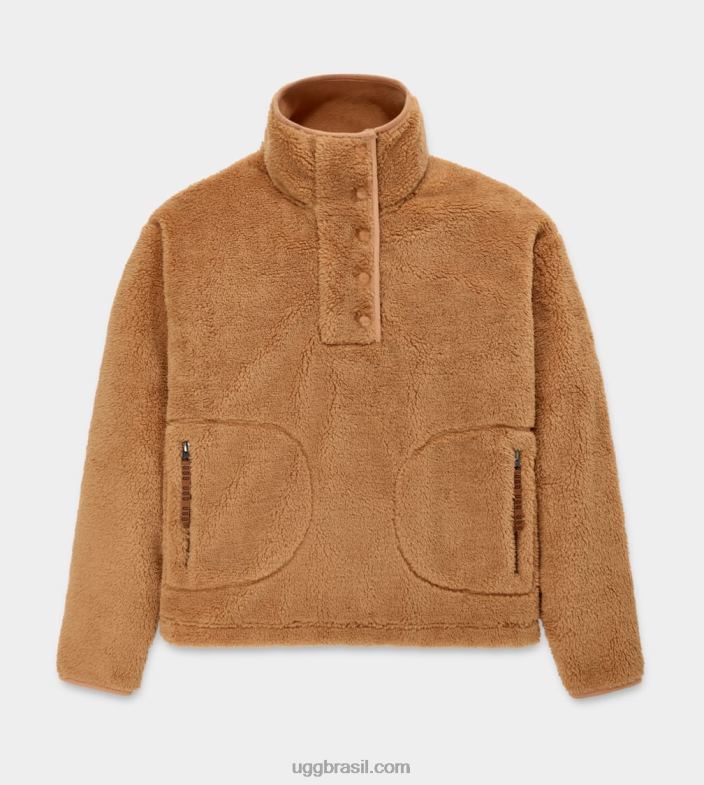 Pardo 4VTTD2199 UGG mulheres pulôver de meia pressão atwell sherpa