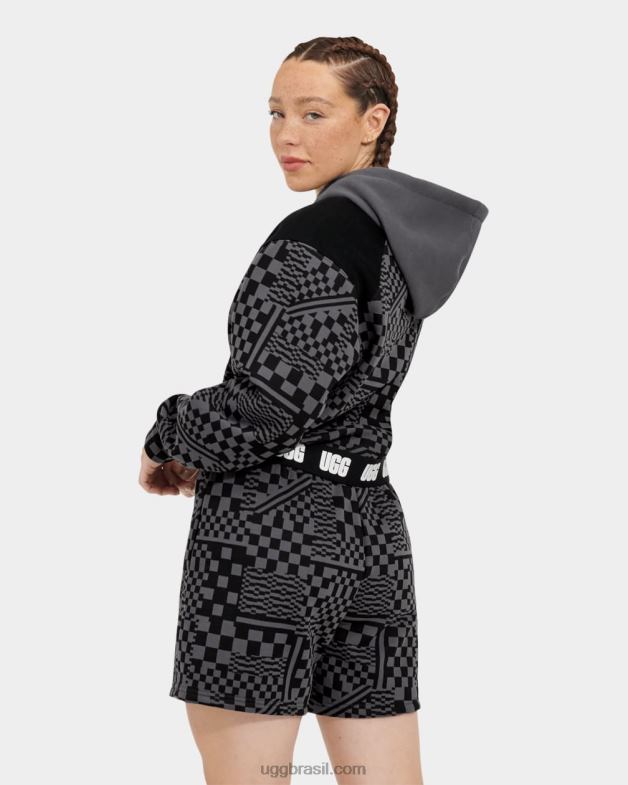 carvão/cheques pretos 4VTTD1236 UGG mulheres cheques de capuz cortados mallory