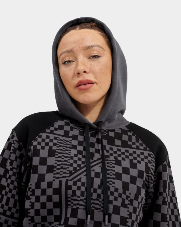 carvão/cheques pretos 4VTTD1236 UGG mulheres cheques de capuz cortados mallory