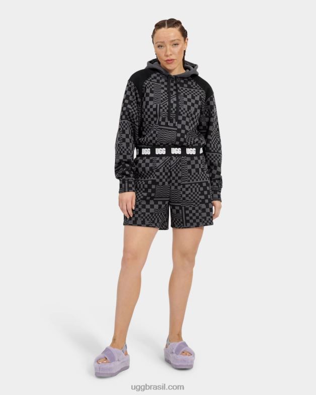 carvão/cheques pretos 4VTTD1236 UGG mulheres cheques de capuz cortados mallory