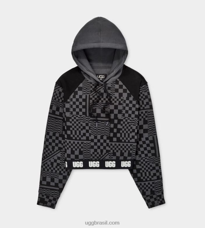 carvão/cheques pretos 4VTTD1236 UGG mulheres cheques de capuz cortados mallory