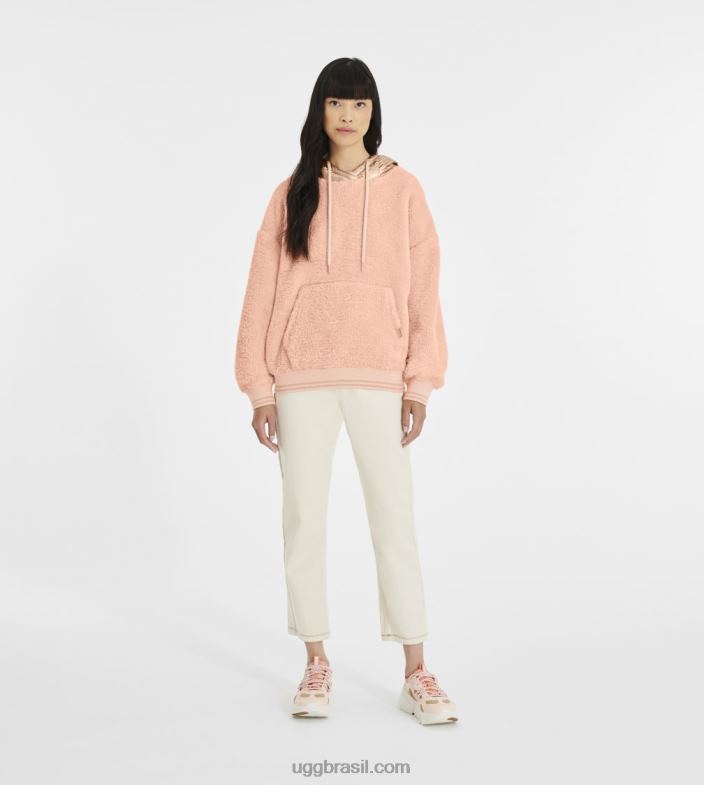 crepúsculo rosa/ouro rosa 4VTTD1375 UGG mulheres moletom com capuz loyra sherpa metalizado