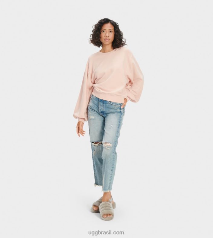 água de rosas 4VTTD1360 UGG mulheres gola redonda manga balão brook