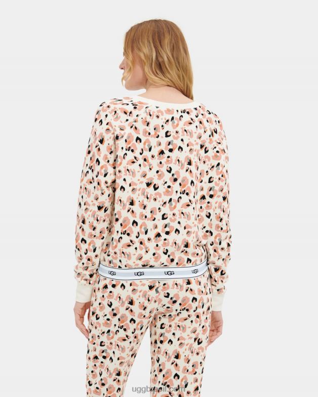leopardo pintado de creme 4VTTD2076 UGG mulheres Nena gola redonda