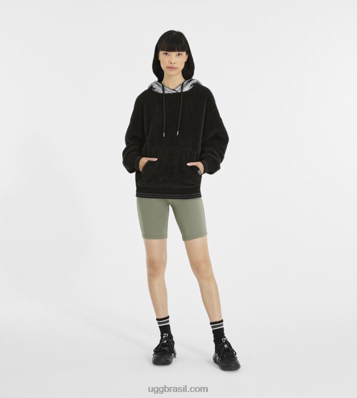 prata negra 4VTTD1374 UGG mulheres moletom com capuz loyra sherpa metalizado